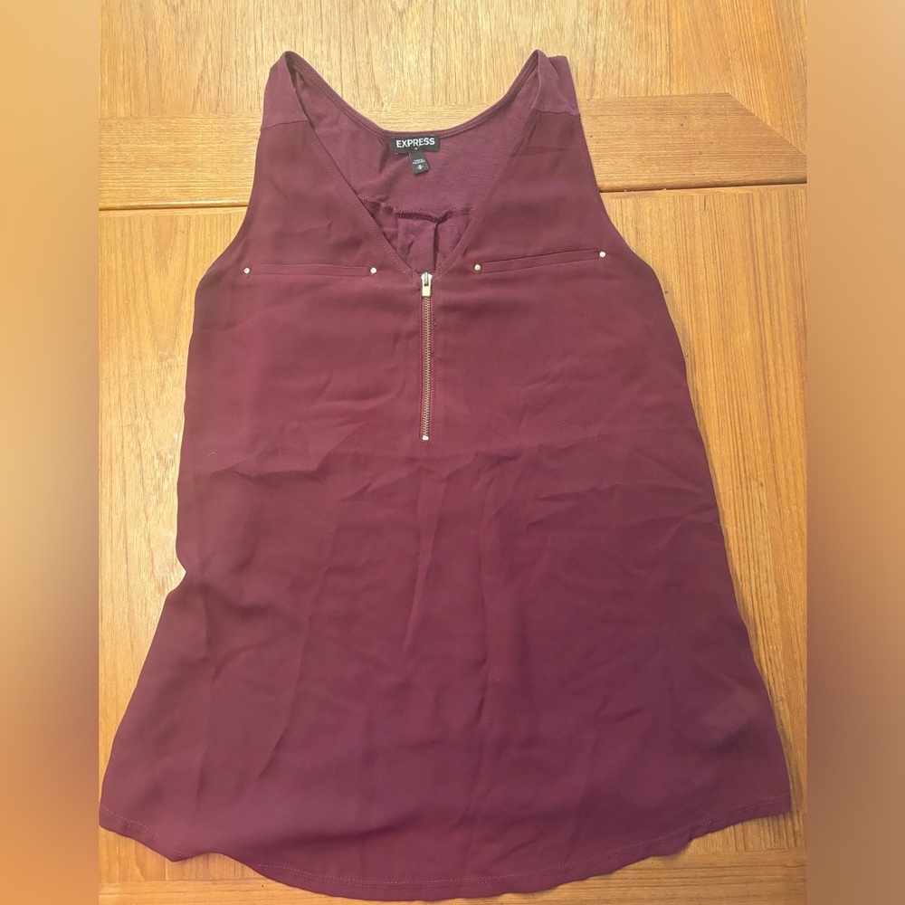 Express Women's Deep Burgundy V-Neck Blouse